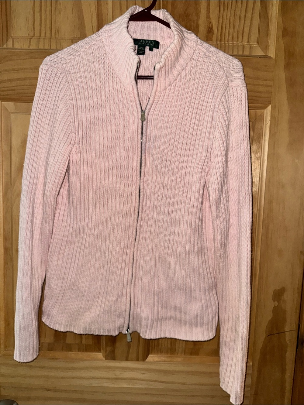 Ralph Lauren Light Pink Ribbed Zip Cardigan